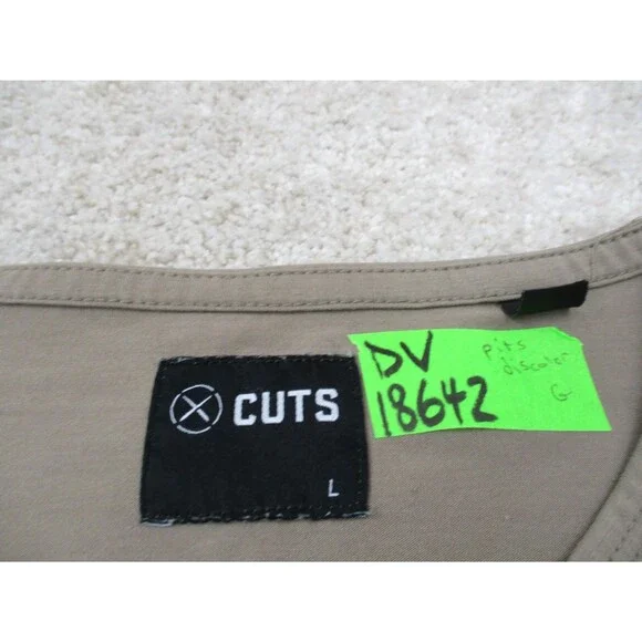 Cuts Shirt Mens Large L Brown Tan Casual Performance Stretch Crew Tee * - Picture 4 of 13